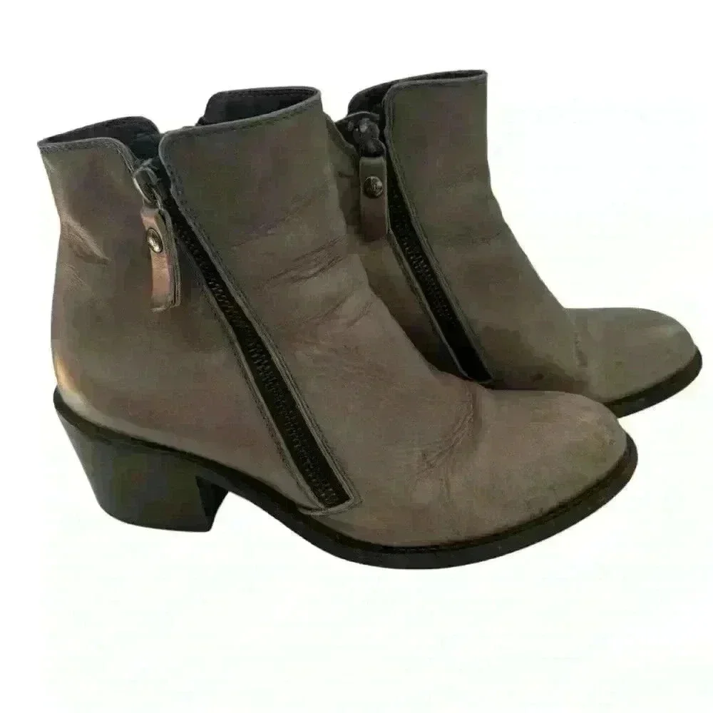 AGL Double Zipper Gray Ankle Boots Sz 8 EU 38 Pre loved